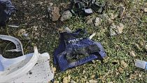 A protective vest of one of the journalists of TV network Al-Mayadeen killed by an Israeli strike, Tuesday, Nov. 21, 2023.