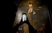 'The Crucifixion' by artist Tiziano Vecellio, exhibited in the Capitoline Museums for the beginning of the Jubilee of 2025, in Rome