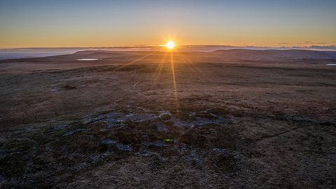 Sunrise over Llangynidir Moor in Powys, South Wales