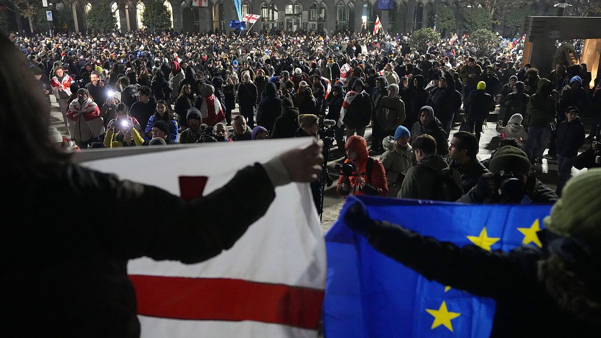 EU Parliament delegation visits Georgia and marches with pro-EU protesters