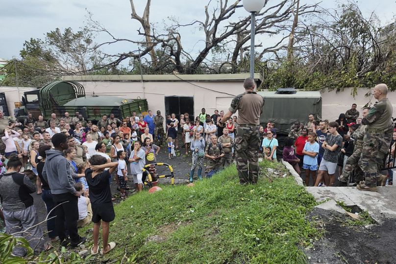 Französische Soldaten am 15. Dezember 2024 auf der Inselgruppe Mayotte.