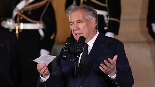 The new Prime Minister François Bayrou speaks after the handover of powers at the Prime Minister's residence on Friday 13 December 2024 in Paris.