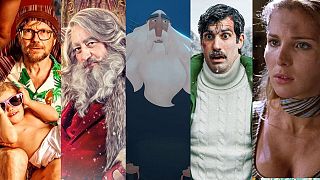 Posters for the Christmas films 'Padre no hay más que uno, 3', 'Reyes contra Santa', 'Klaus', 'A 1000 km de la Navidad' and 'Noche de Reyes'. 
