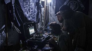 File photo: Ukrainian soldiers of the 3rd assault brigade fly an FPV exploding drone over Russian positions in Kharkiv region, Ukraine, Aug. 25, 2024