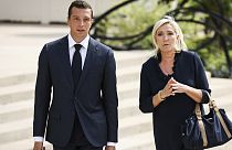 File photo: French far-right leader Marine Le Pen and her protege Jordan Bardella leave a meeting in Paris, France, 26 August 2024