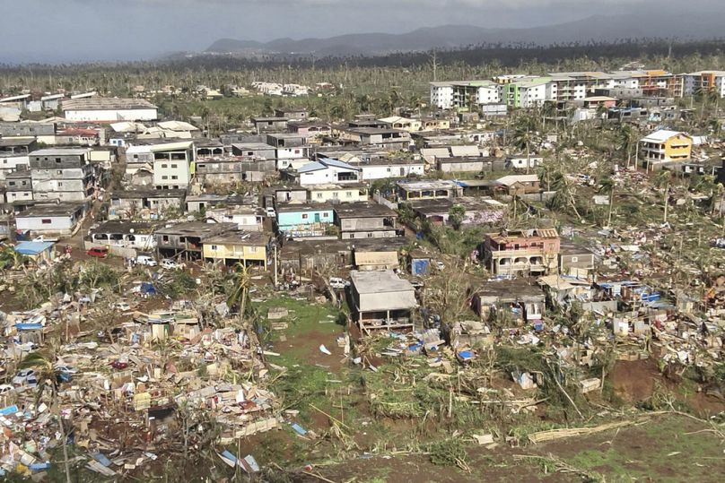 Photo by the Civil Security shows part of the French territory of Mayotte in the Indian Ocean, after the island was battered by its worst cyclone in nearly a century