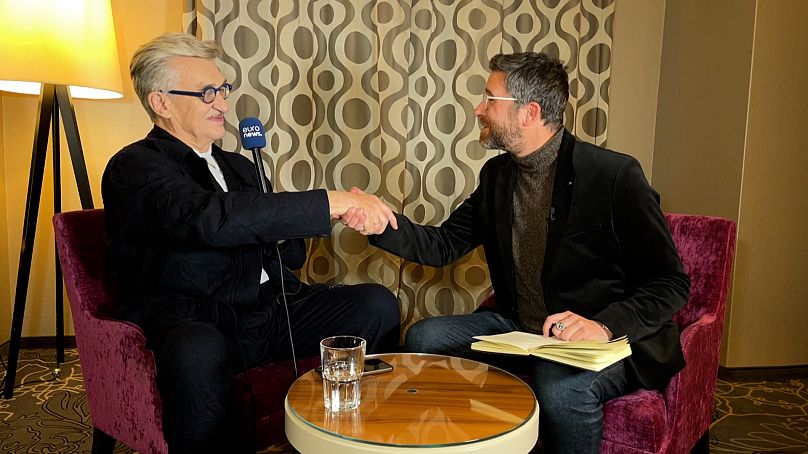 Director Wim Wenders with Euronews Culture's David Mouriquand