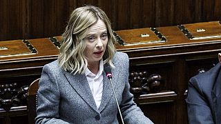 FILE PHOTO - Italian Premier Giorgia Meloni addresses the Chamber of Deputies of the Italian Parliament in Rome Wednesday, Jan. 24, 2024