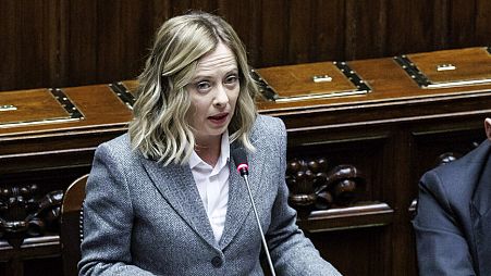 FILE PHOTO - Italian Premier Giorgia Meloni addresses the Chamber of Deputies of the Italian Parliament in Rome Wednesday, Jan. 24, 2024