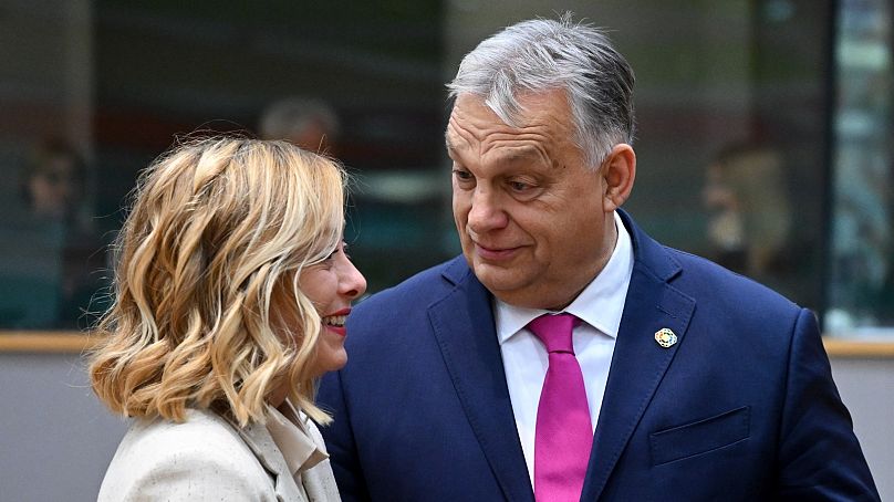 La Première ministre iItalienne Giorgia Meloni et le chef de l'executif hongrois Viktor Orbán.