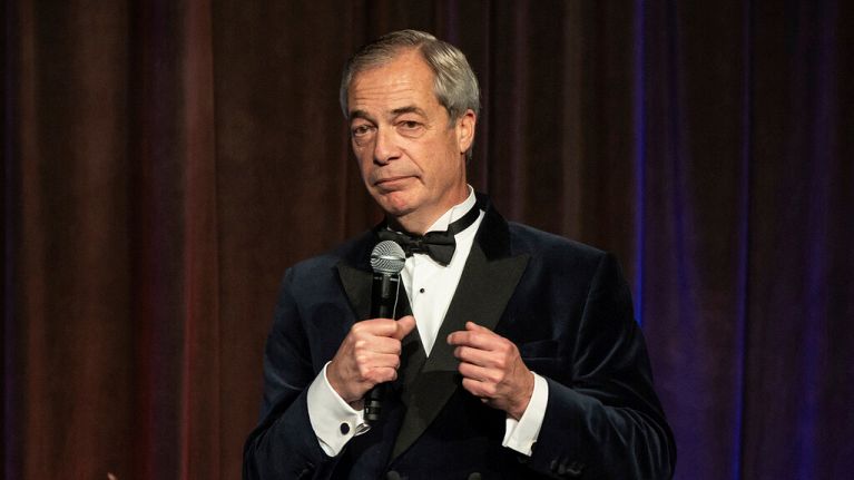 Reform UK leader Nigel Farage speaks during the New York Young Republican Club's annual gala at Cipriani Wall Street, Sunday, Dec. 15, 2024, in New York.