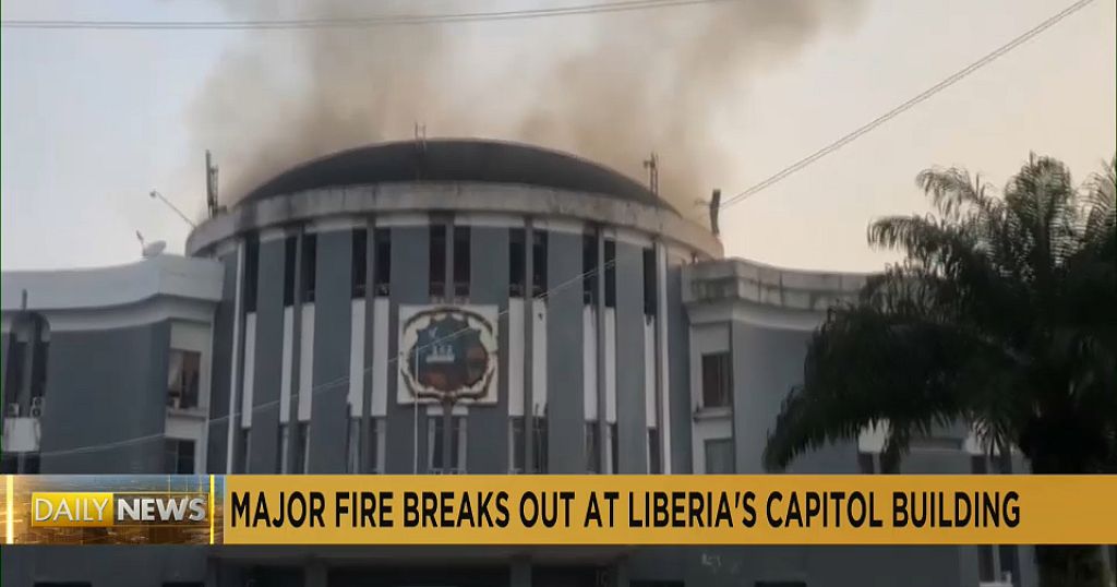 Liberia’s parliament building catches fire as protests enter a second day