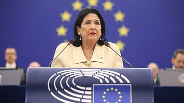 Die georgische Präsidentin Salomé Surabischwili im Europa-Parlament. Sie ist seit 2018 Staatschefin von Georgien