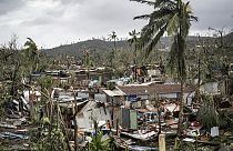 Part of the French territory of Mayotte in the Indian Ocean, after the island was battered by its worst cyclone in nearly a century