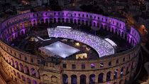 The arena in the seaside town of Pula in Croatia transformed into an ice rink, Pula in Croatia, 13.12.2024