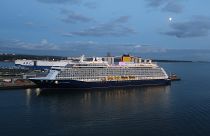 A cruise ship docked in Southampton, UK