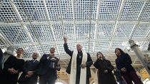 Cardinal Fernando Vergez Alzaga blesses the new photovoltaic glass roof at the entrance to the Vatican Museums, 20 December, 2024