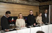 Leaders from northern and southern Europe attend a press conference during the North-South Summit in Finland.