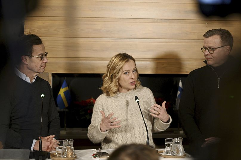 Primeira-ministra italiana Giorgia Meloni na cimeira Norte-Sul