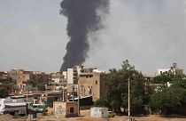 Smoke rises over Khartoum, Sudan, on June 8, 2023. 