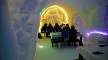 Visitors to Rovaniemi’s Santa Claus Village are dining in minus five-degree (Celsius) temperatures