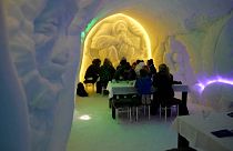 Visitors to Rovaniemi’s Santa Claus Village are dining in minus five-degree (Celsius) temperatures