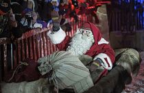 Santa Claus, also known as Father Christmas, leaves to his long Christmas journey from the Santa's Village at the Arctic Circle