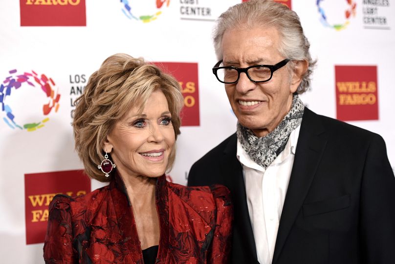 Jane Fonda, left, and Richard Perry pose for a photo at the Los Angeles LGBT Center's 46th Anniversary Gala Vanguard Awards - 2015