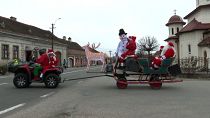 Santa's sleigh visits the villages of the commune of Livezile in Romania, 25.12.2024