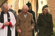 King Charles III and Camilla leave the church after Christmas service, Sandringham, United Kingdom, Wednesday 25 December 2024