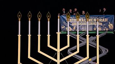 The first light of the menorah was lit near the White House In Washington D.C., USA, on 25.12.2024
