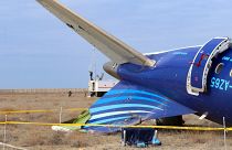 The wreckage of Azerbaijan Airlines Embraer 190 on the ground near the airport of Aktau, Kazakhstan, Wednesday, Dec. 25, 2024.