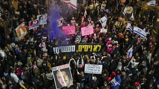 Israelis protest against Prime Minister Benjamin Netanyahu's government in Tel Aviv and call for the release of hostages held in Gaza Strip by Hamas, 28 December, 2024