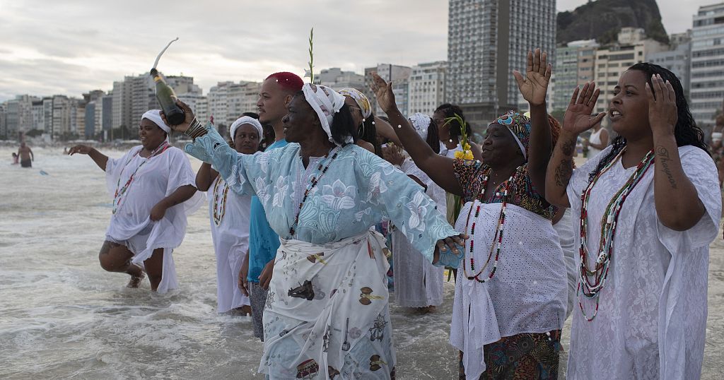 Followers of Afro-Brazilian religions pay tribute to sea goddess for New Year