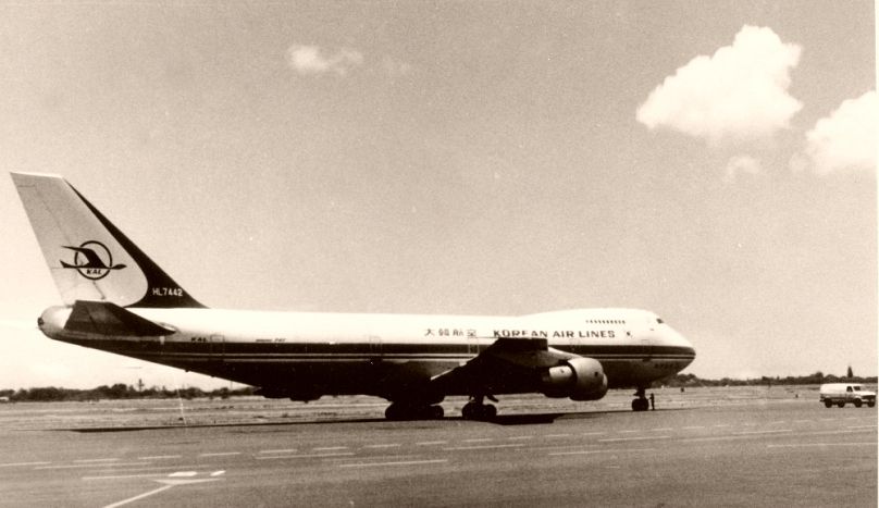 A KAL egyik Boeing 747-ese a hawaii reptéren, 1982-ben