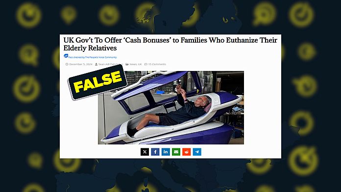 No, il governo britannico non offre "bonus in denaro" alle famiglie che praticano l'eutanasia dei parenti anziani