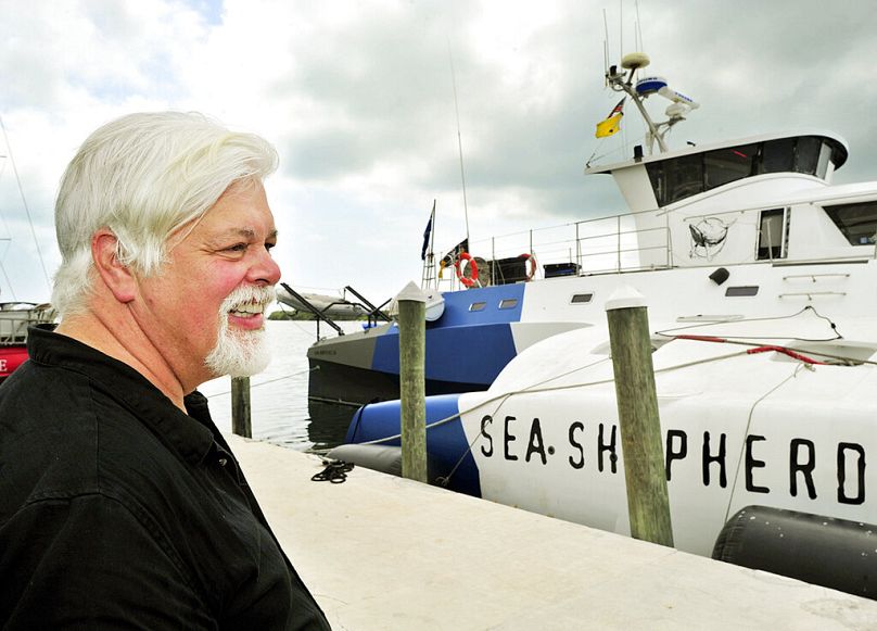Watson seen with his vessel the 'Brigitte Bardot' during a visit to Key West, Florida in 2014