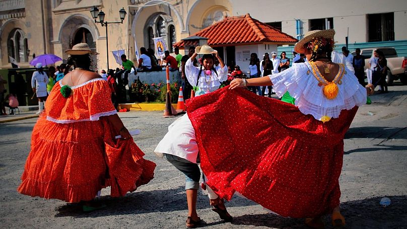 Traditional dancing in Panama City during a solo hitch-hiking journey through fourteen Latin American countries