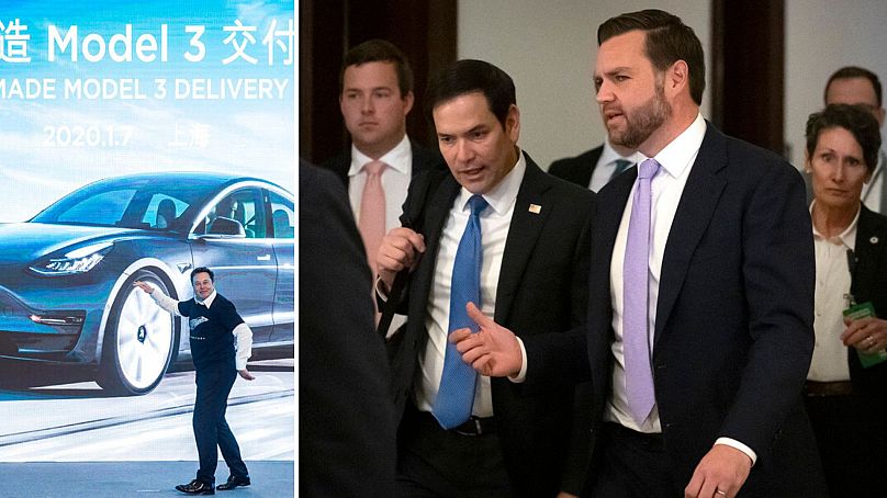 (1) Musk Tesla bemutatója Kínában (2) Rubio és Vance