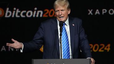 Donald Trump speaks at the Bitcoin 2024 Conference last July in Nashville.