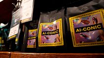 “AI-conic” coffee, on display at Kaffa Roastery in central Helsinki