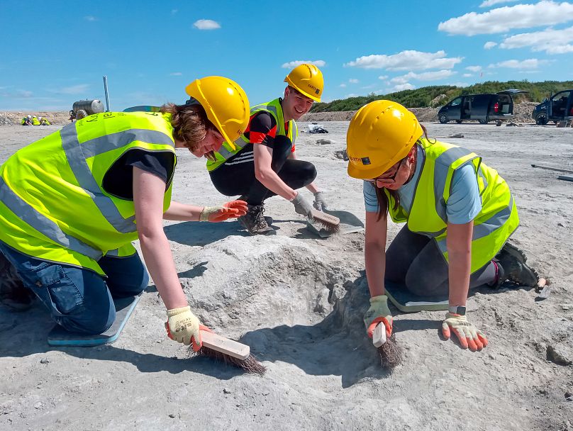 Ausgrabungsteam bei der Arbeit an der Fundstelle in Oxfordshire