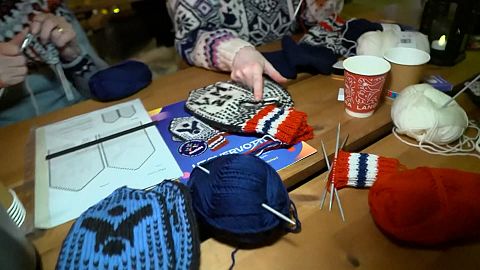 Volunteers knit 950 pairs of mittens for athletes taking part in the FIS Nordic World Ski Championships in Trondheim, Norway, 02.01.2025