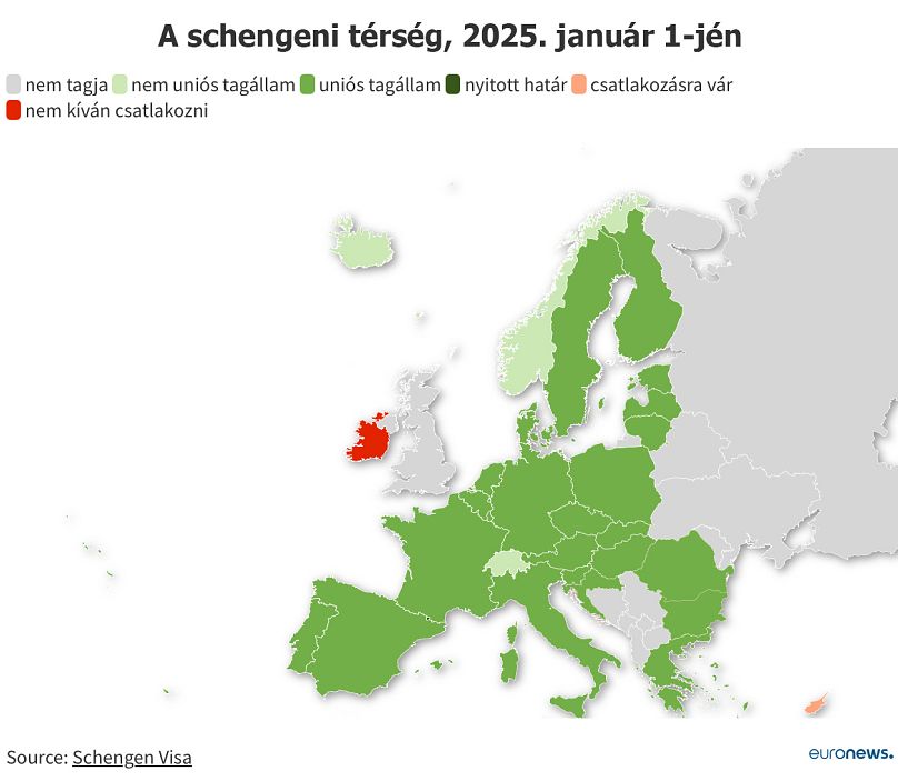 A schengeni térség 2025. január 1-jén