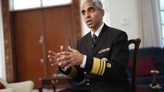 US Surgeon General Dr Vivek Murthy sits for an interview in the US in July 2024.