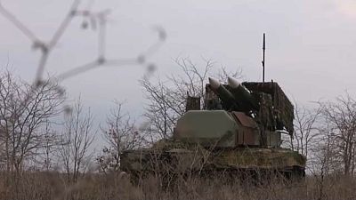 The Russian Ministry of Defense released footage on Wednesday, January 1, of what it says shows a Buk-М2 air defense system striking a Ukrainian aerial target.