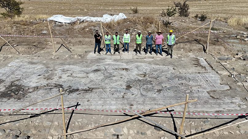 A team of conservators has been working to protect the mosaic.