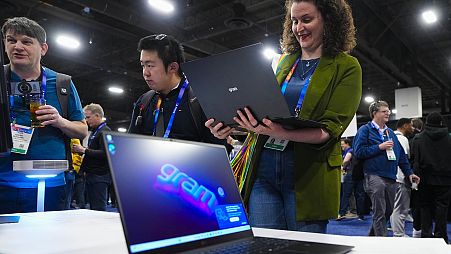 Rebecca Isaacs checks out the new LG gram 2-in-1 convertible laptop offering the versatility of both a laptop and tablet during 2025 CES Unveiled.