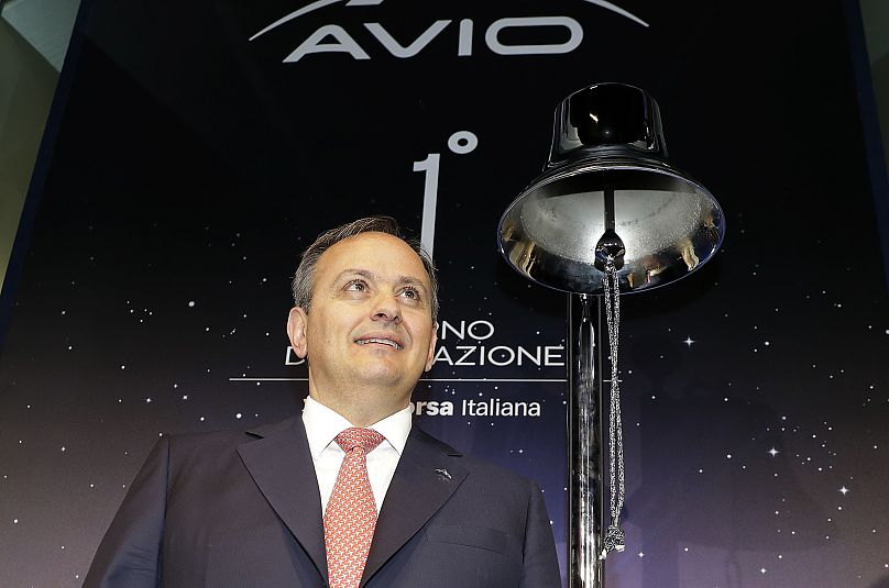 CEO Giulio Ranzo during the official ceremony of the Avio’s listing at the Milan stock exchange. The satellite launcher was the first company in its category to go public.