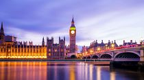 Imagen del Big Ben en primer plano, situado en el lado noroeste del Palacio de Westminster, la sede del Parlamento del Reino Unido, en Londres.